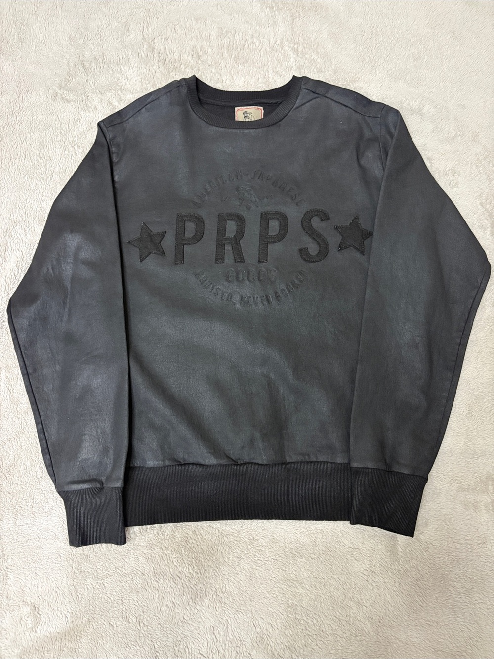 PRPS Black Embossed Logo Crewneck Sweatshirt